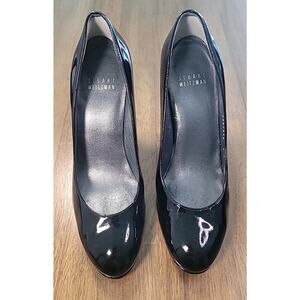 Stuart Weitzman Platswoon Black Patent Leather Platform Pumps 7M